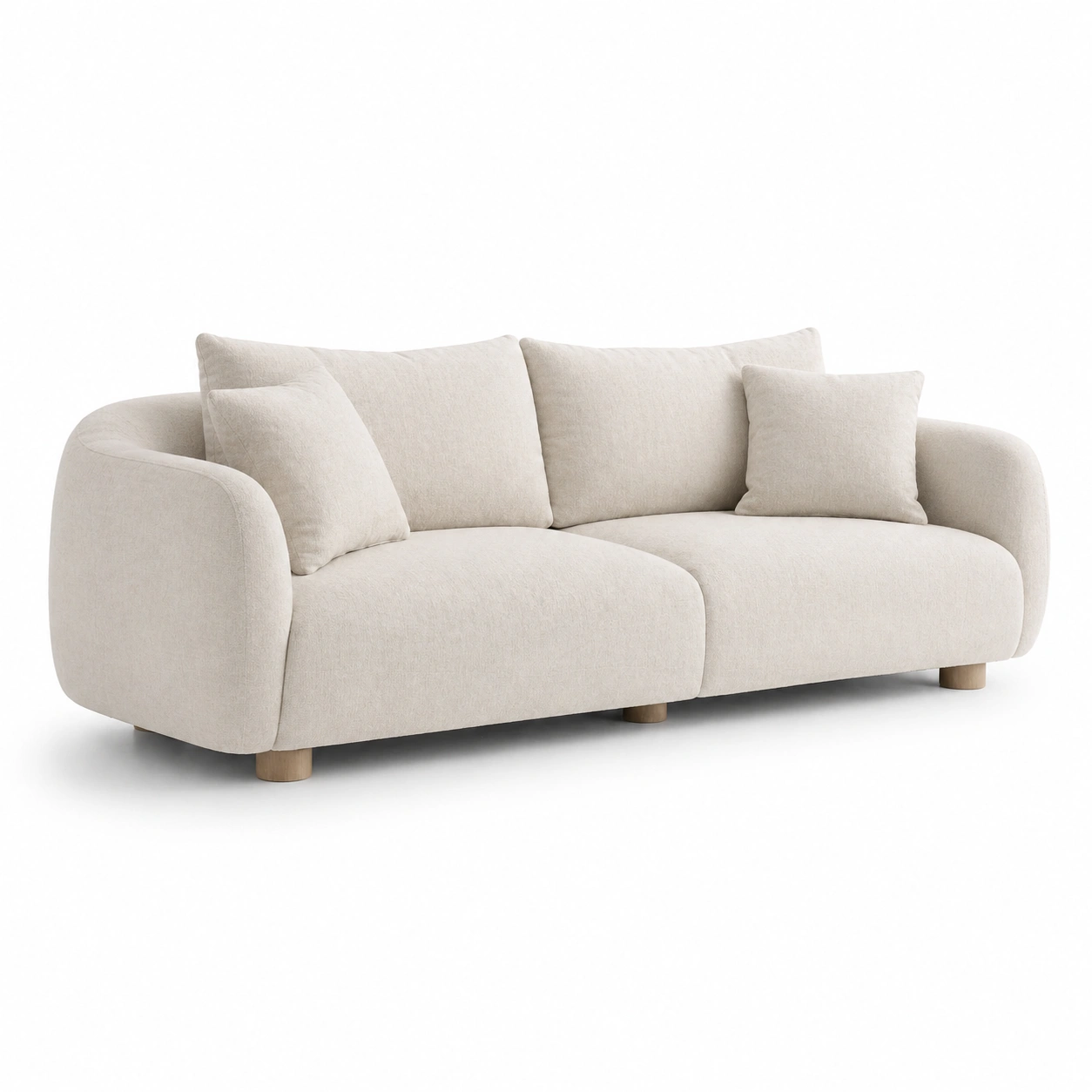 Sofa curvo blanco nordico con cojines-orderkivo